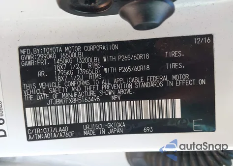 2017 Lexus Gx 460 z USA, uszkodzony, nr VIN JTJBM7FX8H5163498